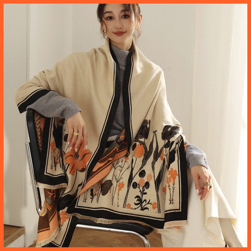 whatagift.com.au Women's Scarf WYT8-2 Warm Winter Scarf Cashmere Women's Pashmina Design Print Shawl Wraps