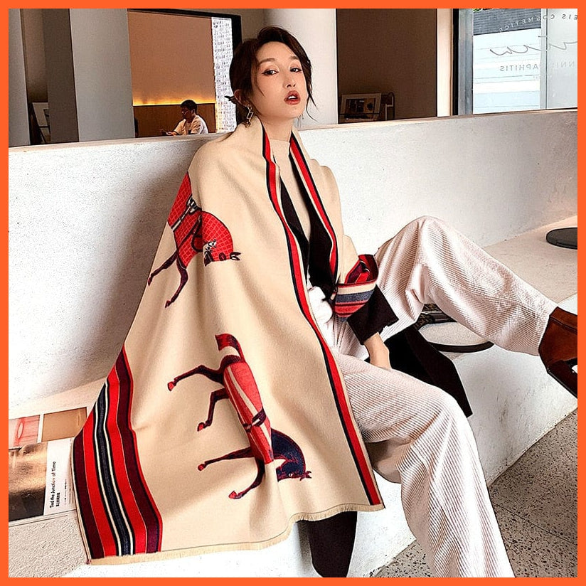 whatagift.com.au Women's Scarf Y15-2-Beige Luxury Winter Cashmere Women's Scarf | Warm Pashmina Blanket Scarves Female Shawl Wraps