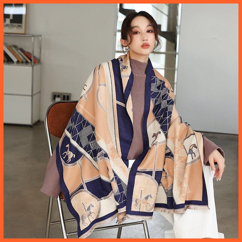 whatagift.com.au Women's Scarf Y18-2-Navy Luxury Winter Cashmere Women's Scarf | Warm Pashmina Blanket Scarves Female Shawl Wraps