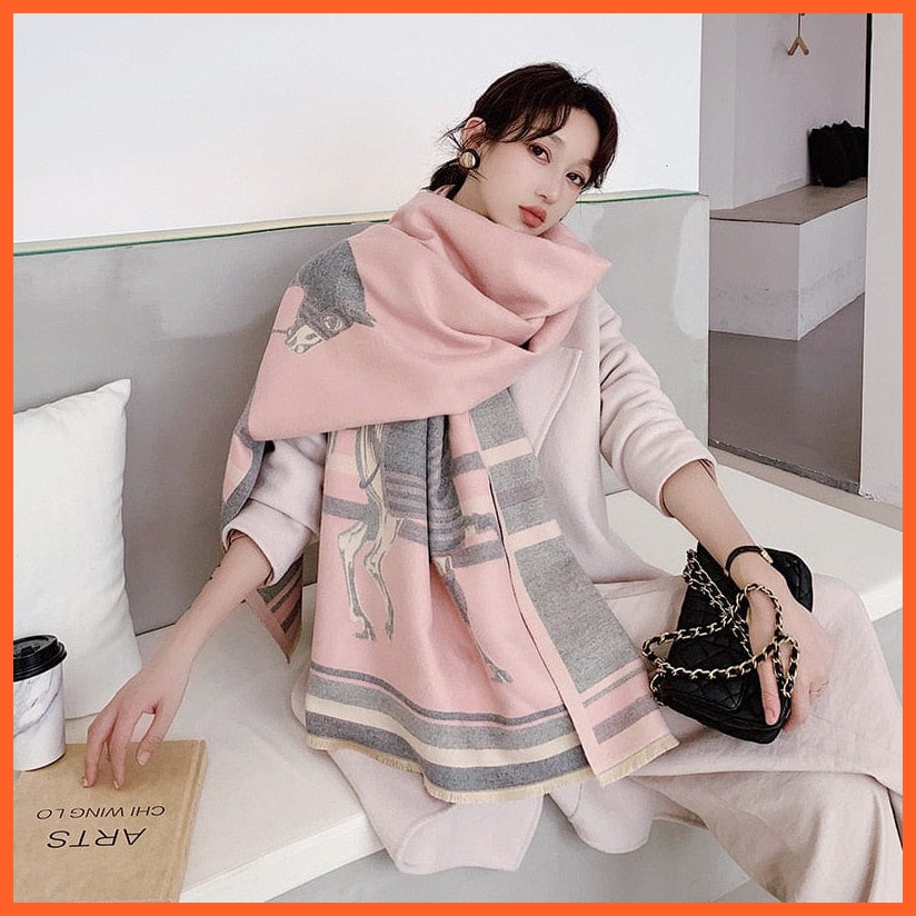 whatagift.com.au Women's Scarf Y25-1-Pink Luxury Winter Cashmere Women's Scarf | Warm Pashmina Blanket Scarves Female Shawl Wraps
