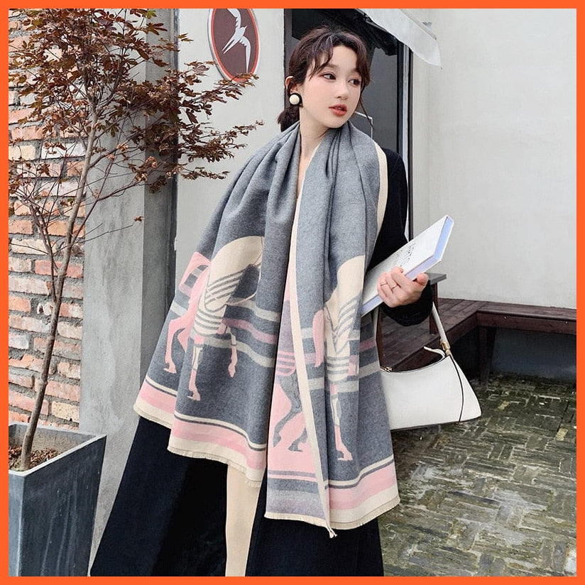 whatagift.com.au Women's Scarf Y25-2-Gray Luxury Winter Cashmere Women's Scarf | Warm Pashmina Blanket Scarves Female Shawl Wraps