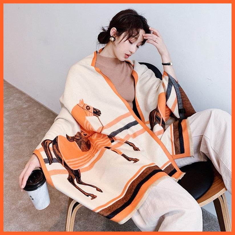 whatagift.com.au Women's Scarf Y25-5-Orange beige Luxury Winter Cashmere Women's Scarf | Warm Pashmina Blanket Scarves Female Shawl Wraps