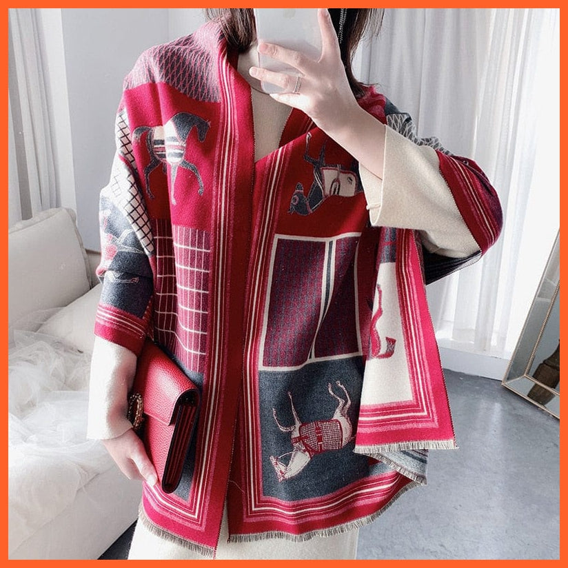 whatagift.com.au Women's Scarf Y6-3-Red Luxury Winter Cashmere Women's Scarf | Warm Pashmina Blanket Scarves Female Shawl Wraps