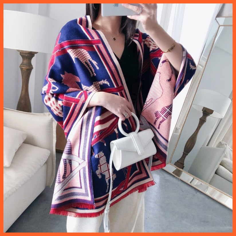 whatagift.com.au Women's Scarf Y9-1-Navy Luxury Winter Cashmere Women's Scarf | Warm Pashmina Blanket Scarves Female Shawl Wraps