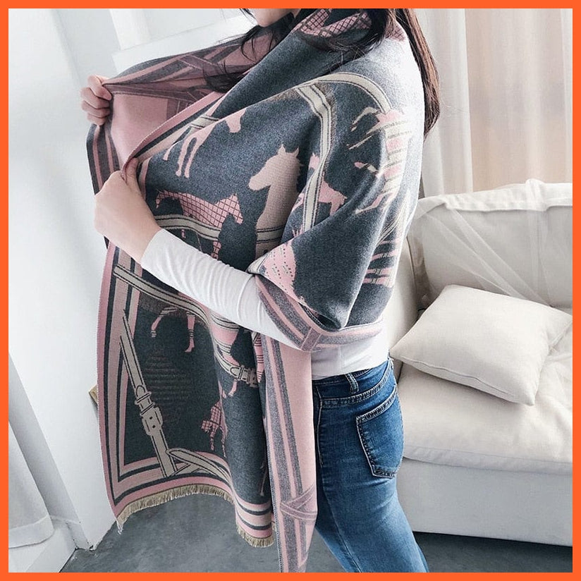 whatagift.com.au Women's Scarf Y9-2-Gray Luxury Winter Cashmere Women's Scarf | Warm Pashmina Blanket Scarves Female Shawl Wraps