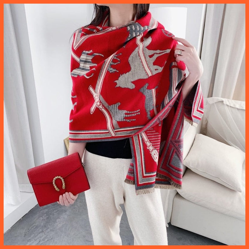 whatagift.com.au Women's Scarf Y9-3-Red Luxury Winter Cashmere Women's Scarf | Warm Pashmina Blanket Scarves Female Shawl Wraps