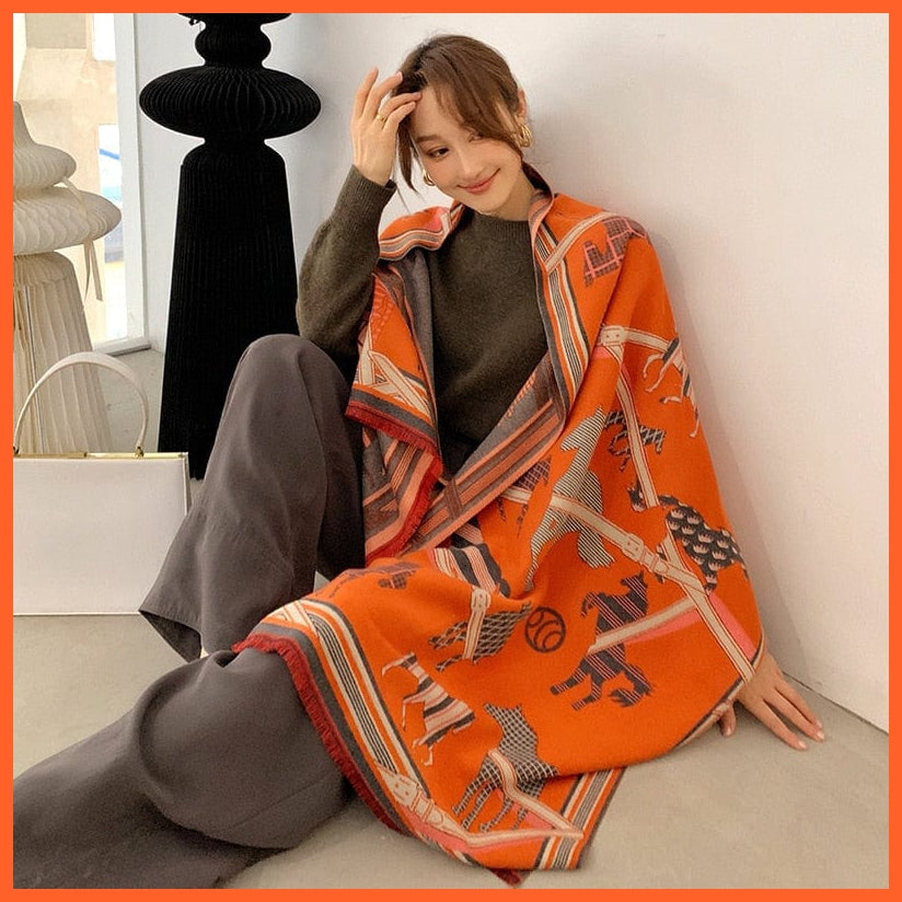 whatagift.com.au Women's Scarf Y9-5-Orange Luxury Winter Cashmere Women's Scarf | Warm Pashmina Blanket Scarves Female Shawl Wraps