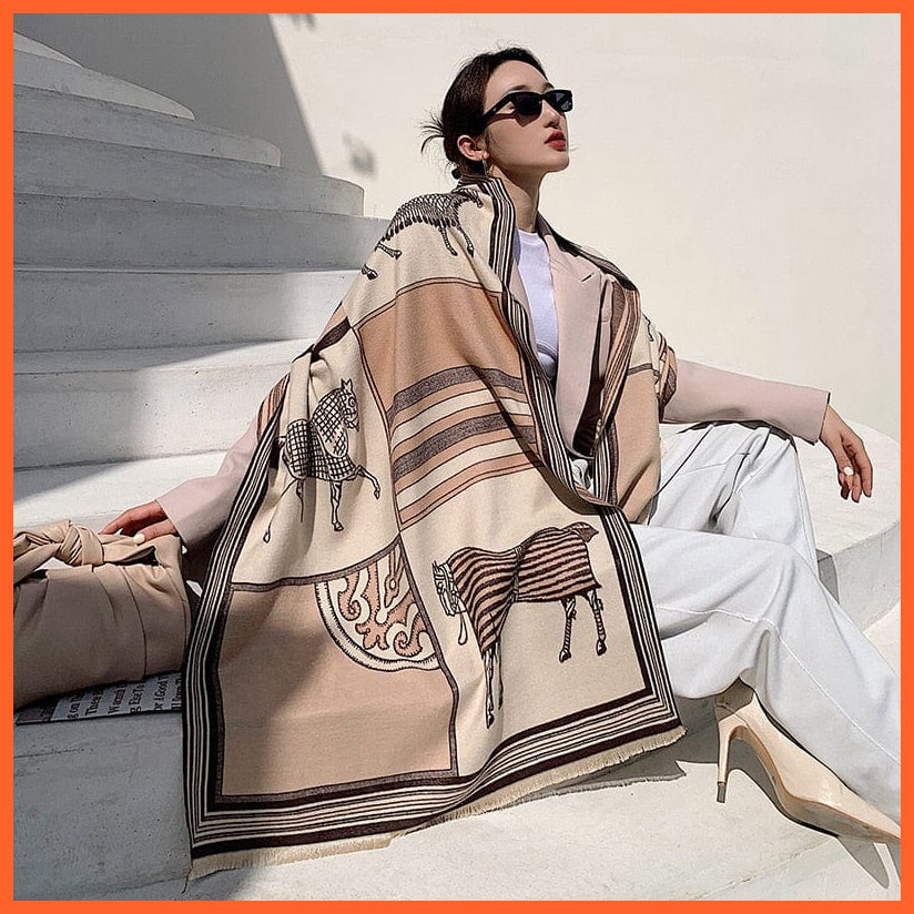 whatagift.com.au Women's Scarf YX32-2-Beige Luxury Winter Cashmere Women's Scarf | Warm Pashmina Blanket Scarves Female Shawl Wraps