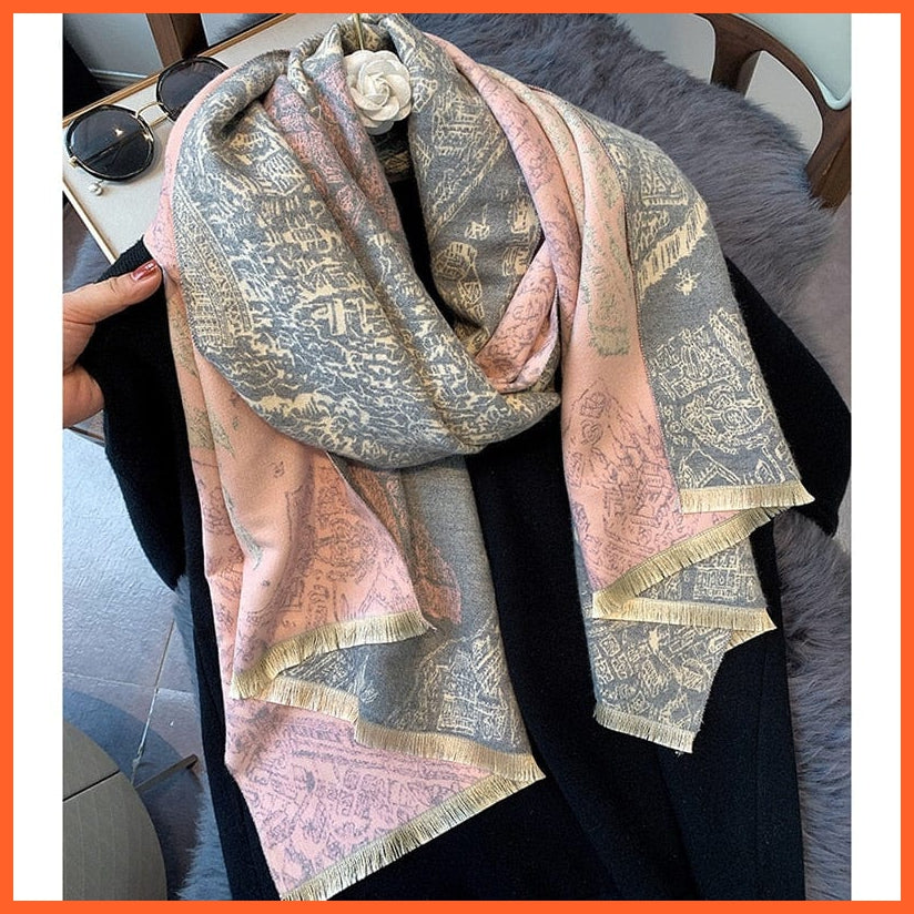 whatagift.com.au Women's Scarf YX54-3-Pink gray Luxury Winter Cashmere Women's Scarf | Warm Pashmina Blanket Scarves Female Shawl Wraps