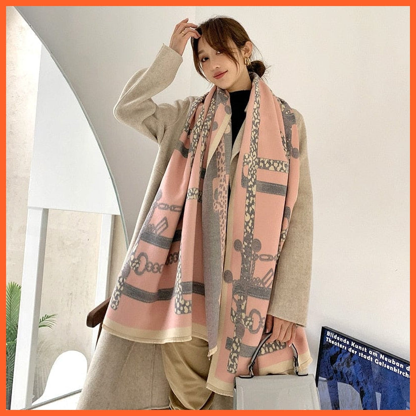 whatagift.com.au Women's Scarf YX55-2-Pink gray Luxury Winter Cashmere Women's Scarf | Warm Pashmina Blanket Scarves Female Shawl Wraps