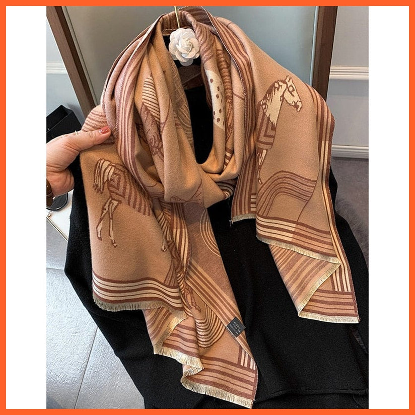 whatagift.com.au Women's Scarf YX57-4-Brown Luxury Winter Cashmere Women's Scarf | Warm Pashmina Blanket Scarves Female Shawl Wraps