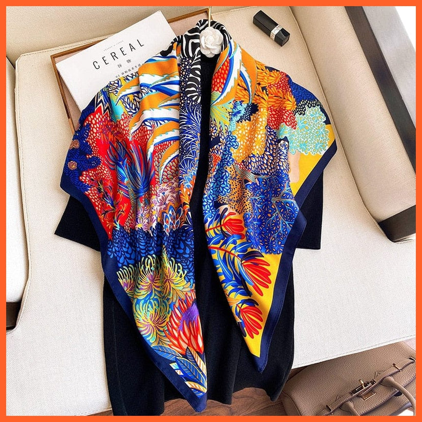 whatagift.com.au Women Scarf 01 / 90X90cm Women Scarf Silk Square Bandanna Flight Attendants Handkerchief Rings wrap