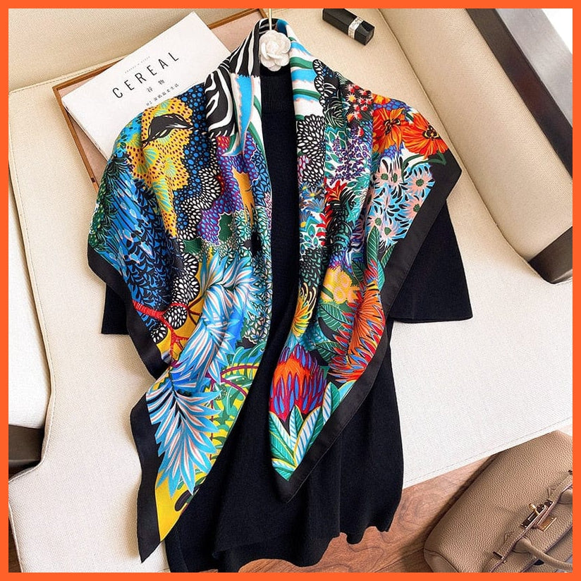 whatagift.com.au Women Scarf 02 / 90X90cm Women Scarf Silk Square Bandanna Flight Attendants Handkerchief Rings wrap