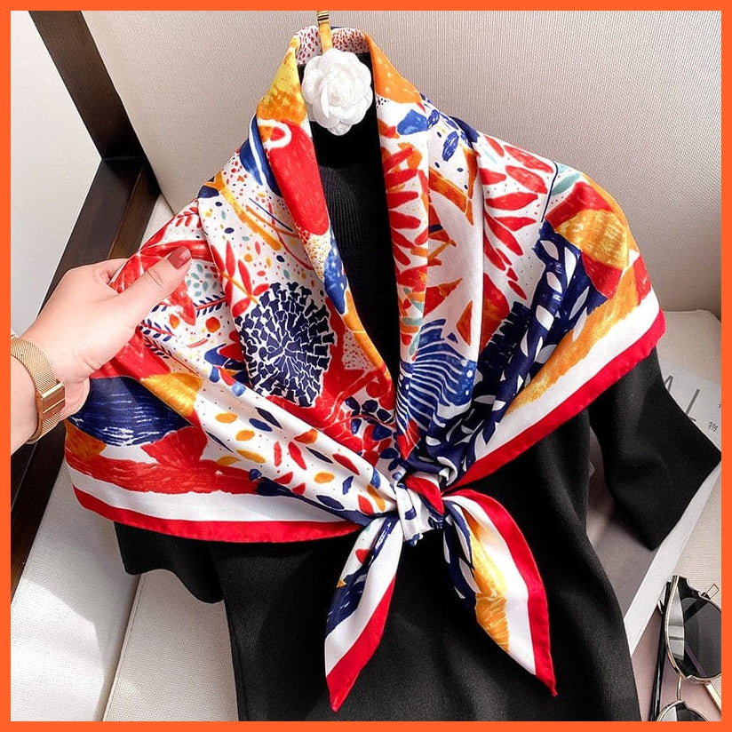 whatagift.com.au Women Scarf 03 / 90X90cm Women Scarf Silk Square Bandanna Flight Attendants Handkerchief Rings wrap