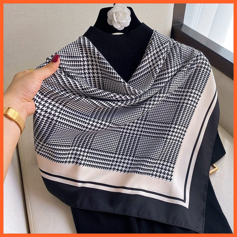 whatagift.com.au Women Scarf 04 / 90X90cm Women Scarf Silk Square Bandanna Flight Attendants Handkerchief Rings wrap