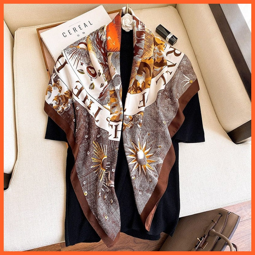 whatagift.com.au Women Scarf 06 / 90X90cm Women Scarf Silk Square Bandanna Flight Attendants Handkerchief Rings wrap