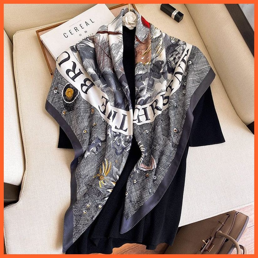 whatagift.com.au Women Scarf 07 / 90X90cm Women Scarf Silk Square Bandanna Flight Attendants Handkerchief Rings wrap