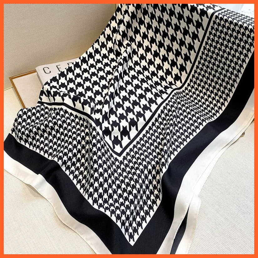 whatagift.com.au Women Scarf 08 / 90X90cm Women Scarf Silk Square Bandanna Flight Attendants Handkerchief Rings wrap