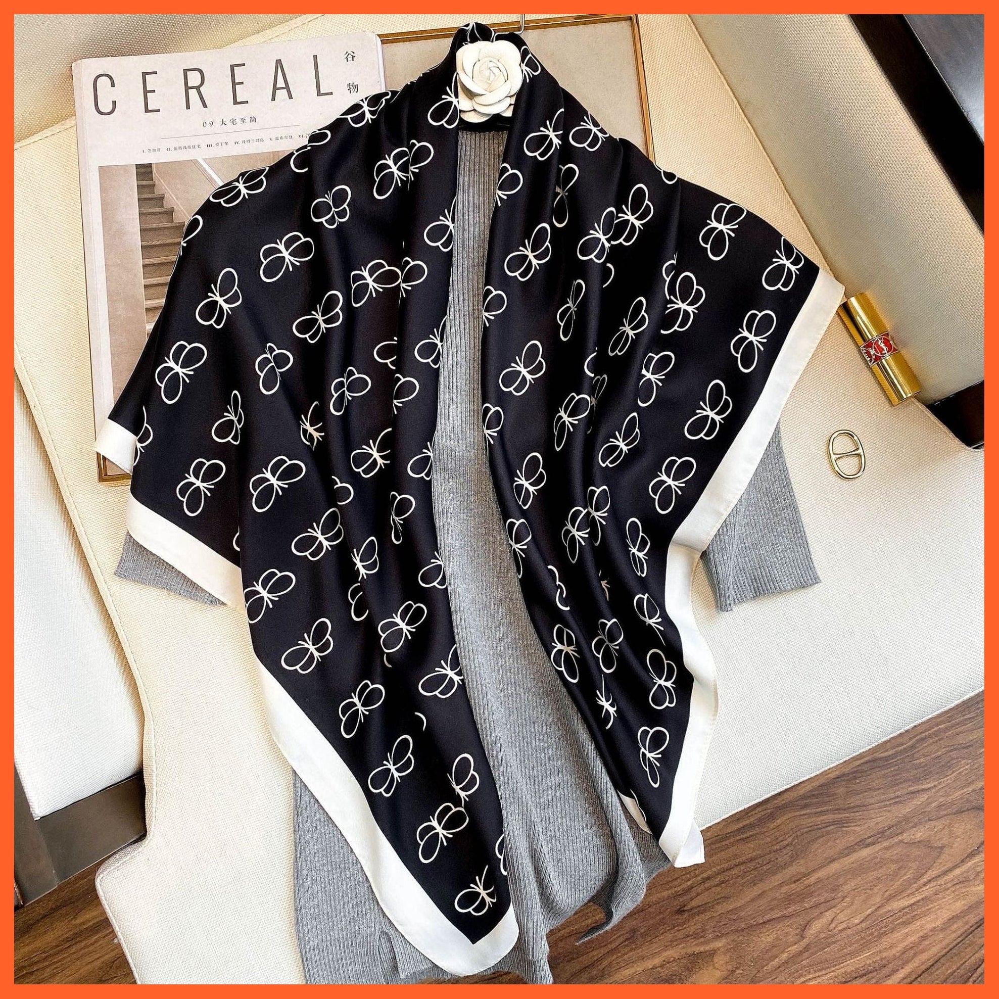 whatagift.com.au Women Scarf 09 / 90X90cm Women Scarf Silk Square Bandanna Flight Attendants Handkerchief Rings wrap