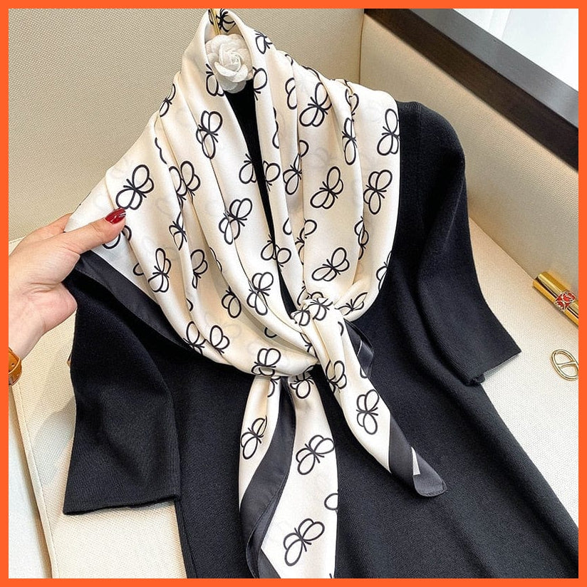 whatagift.com.au Women Scarf 10 / 90X90cm Women Scarf Silk Square Bandanna Flight Attendants Handkerchief Rings wrap