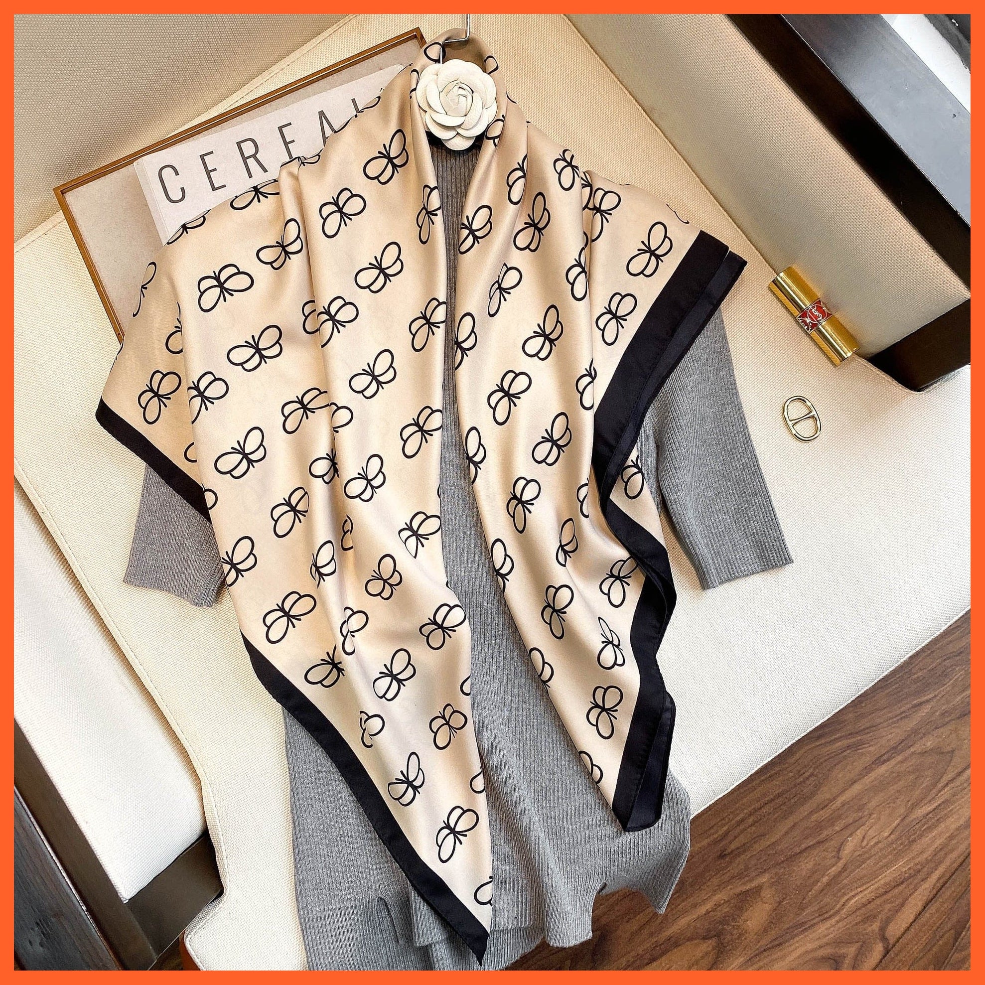 whatagift.com.au Women Scarf 11 / 90X90cm Women Scarf Silk Square Bandanna Flight Attendants Handkerchief Rings wrap