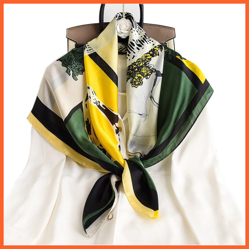 whatagift.com.au Women Scarf 13 / 90X90cm Women Scarf Silk Square Bandanna Flight Attendants Handkerchief Rings wrap