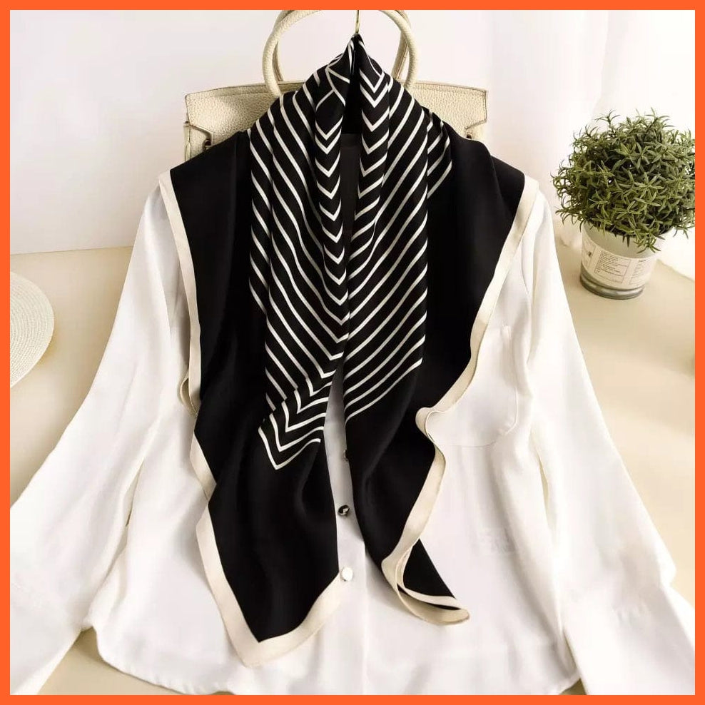 whatagift.com.au Women Scarf 23 / 90X90cm Women Scarf Silk Square Bandanna Flight Attendants Handkerchief Rings wrap
