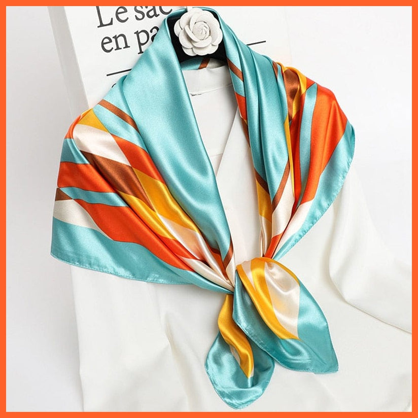 whatagift.com.au Women Scarf 24 / 90X90cm Women Scarf Silk Square Bandanna Flight Attendants Handkerchief Rings wrap