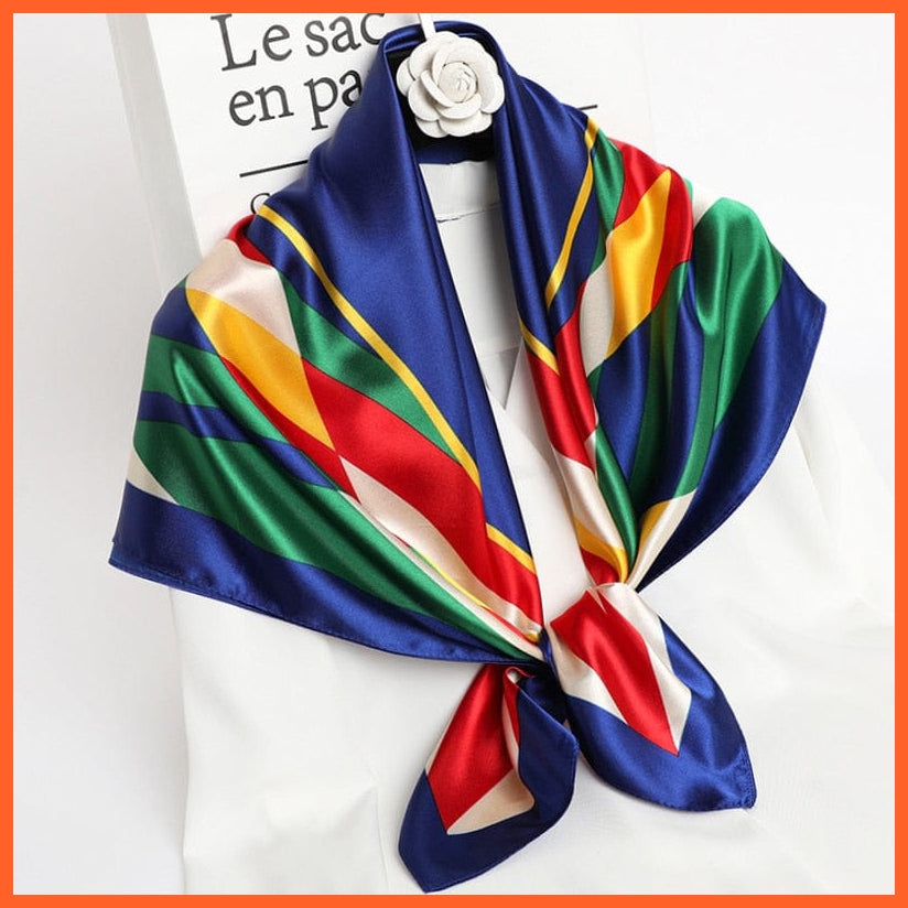 whatagift.com.au Women Scarf 25 / 90X90cm Women Scarf Silk Square Bandanna Flight Attendants Handkerchief Rings wrap