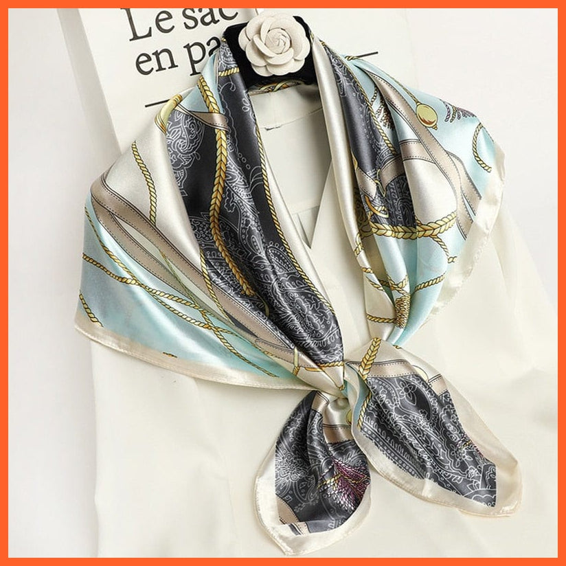 whatagift.com.au Women Scarf 26 / 90X90cm Women Scarf Silk Square Bandanna Flight Attendants Handkerchief Rings wrap