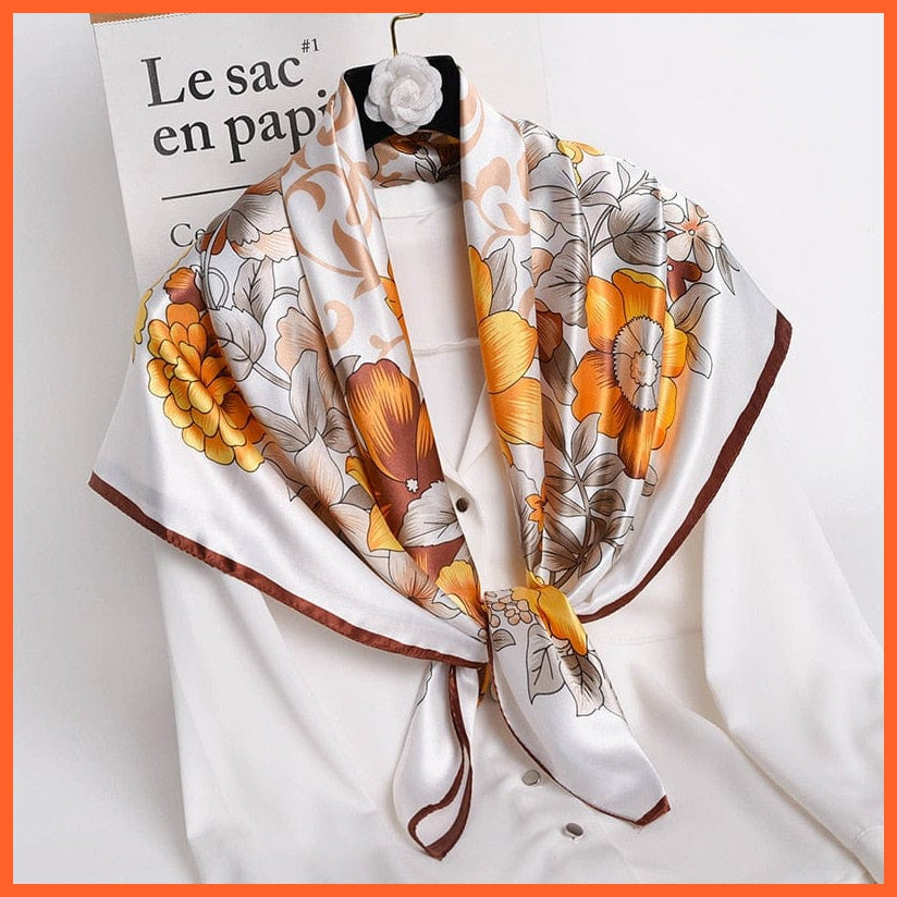 whatagift.com.au Women Scarf 29 / 90X90cm Women Scarf Silk Square Bandanna Flight Attendants Handkerchief Rings wrap