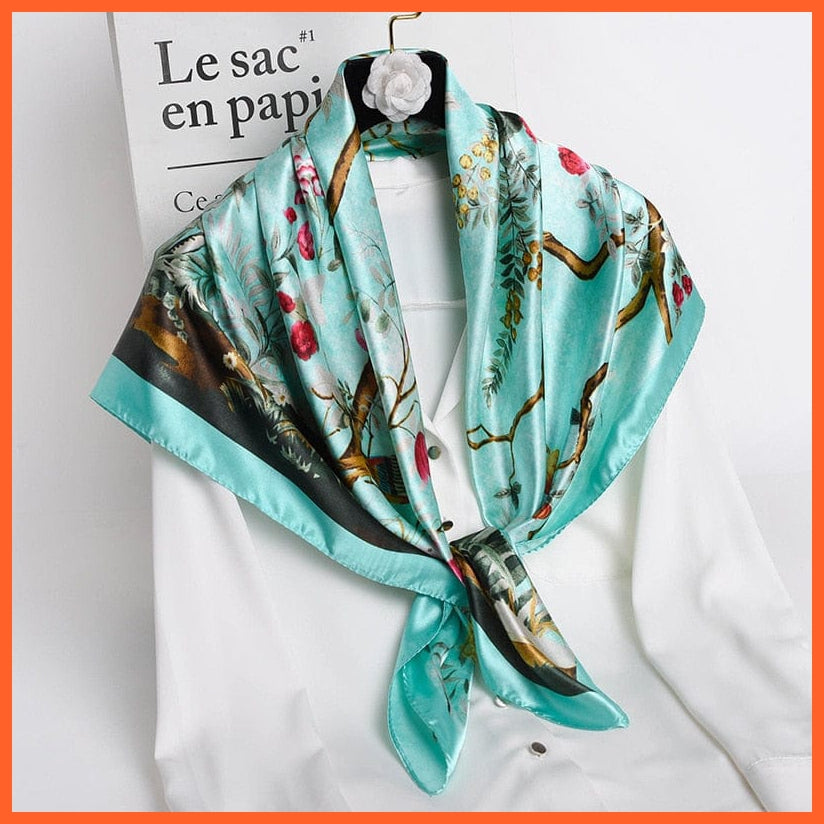 whatagift.com.au Women Scarf 30 / 90X90cm Women Scarf Silk Square Bandanna Flight Attendants Handkerchief Rings wrap