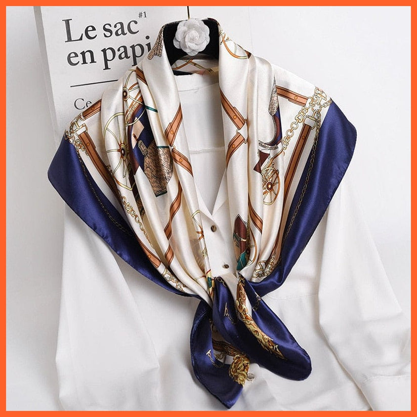 whatagift.com.au Women Scarf 31 / 90X90cm Women Scarf Silk Square Bandanna Flight Attendants Handkerchief Rings wrap