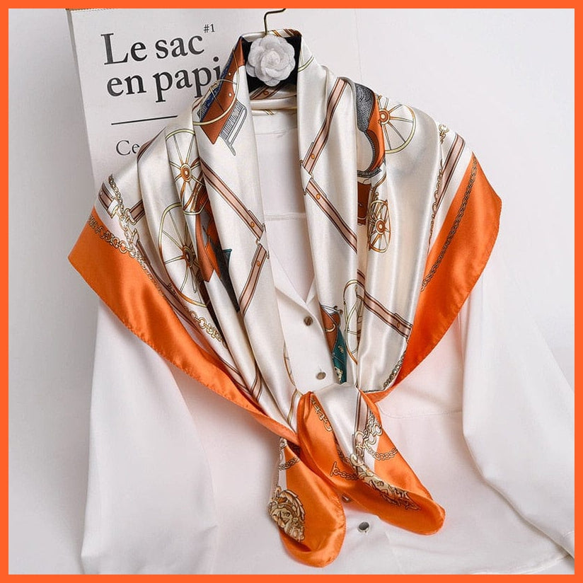 whatagift.com.au Women Scarf 32 / 90X90cm Women Scarf Silk Square Bandanna Flight Attendants Handkerchief Rings wrap