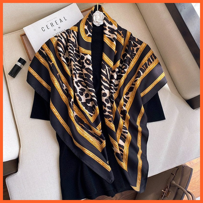 whatagift.com.au Women Scarf 33 / 90X90cm Women Scarf Silk Square Bandanna Flight Attendants Handkerchief Rings wrap