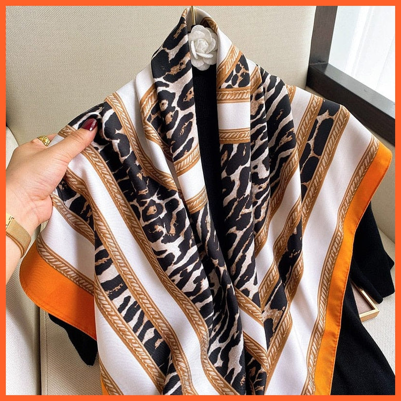 whatagift.com.au Women Scarf 34 / 90X90cm Women Scarf Silk Square Bandanna Flight Attendants Handkerchief Rings wrap