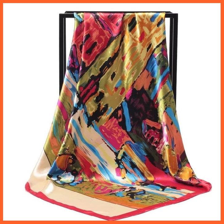 whatagift.com.au Women Scarf 39 / 90cmX90cm Copy of Silk Scarf Women Print Hair Neck Square Shawl Bandanna Hijab Handkerchief