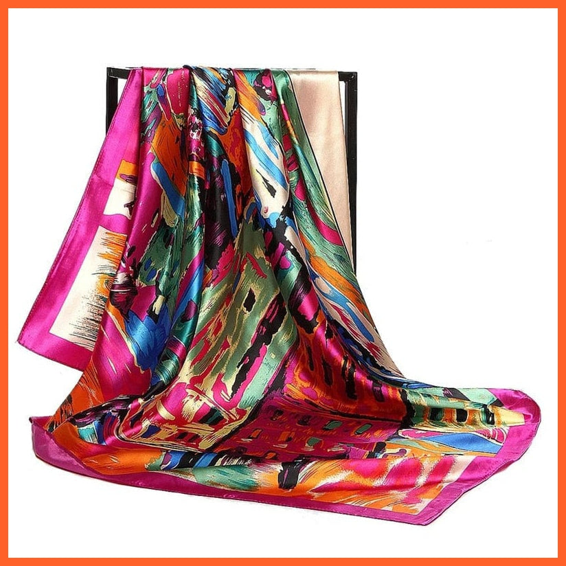 whatagift.com.au Women Scarf 40 / 90cmX90cm Copy of Silk Scarf Women Print Hair Neck Square Shawl Bandanna Hijab Handkerchief