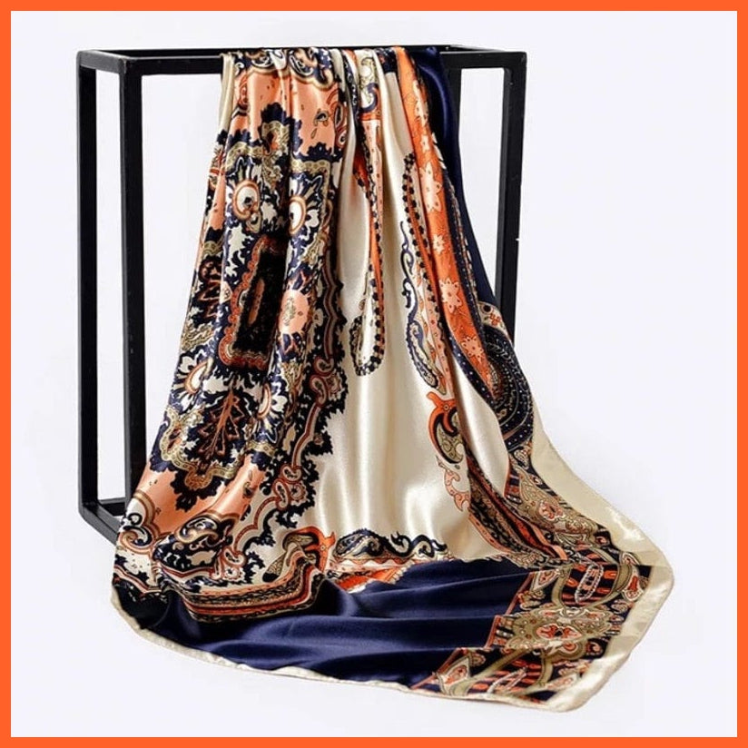whatagift.com.au Women Scarf 42 / 90cmX90cm Copy of Silk Scarf Women Print Hair Neck Square Shawl Bandanna Hijab Handkerchief