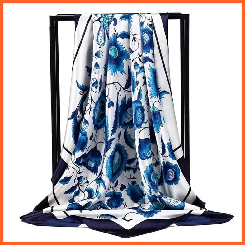 whatagift.com.au Women Scarf 43 / 90cmX90cm Copy of Silk Scarf Women Print Hair Neck Square Shawl Bandanna Hijab Handkerchief