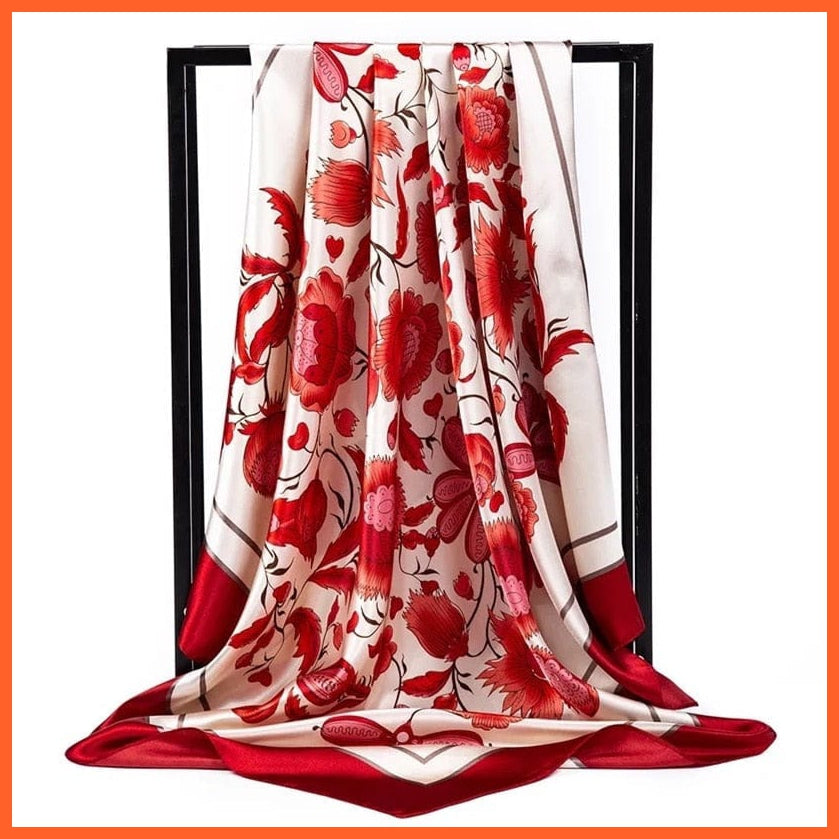 whatagift.com.au Women Scarf 45 / 90cmX90cm Copy of Silk Scarf Women Print Hair Neck Square Shawl Bandanna Hijab Handkerchief
