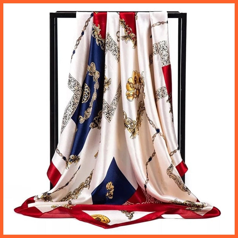 whatagift.com.au Women Scarf 50 / 90cmX90cm Copy of Silk Scarf Women Print Hair Neck Square Shawl Bandanna Hijab Handkerchief