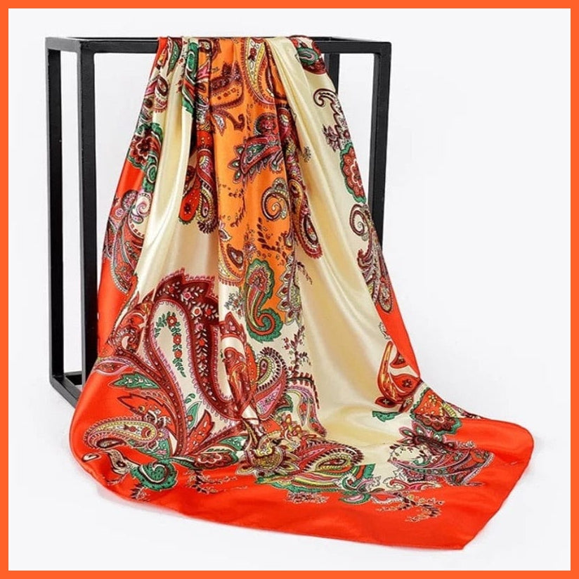 whatagift.com.au Women Scarf 57 / 90cmX90cm Copy of Silk Scarf Women Print Hair Neck Square Shawl Bandanna Hijab Handkerchief