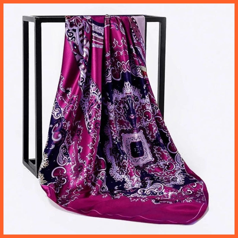 whatagift.com.au Women Scarf 59 / 90cmX90cm Silk Scarf Women Print Hair Neck Square Shawl Bandanna Hijab Handkerchief