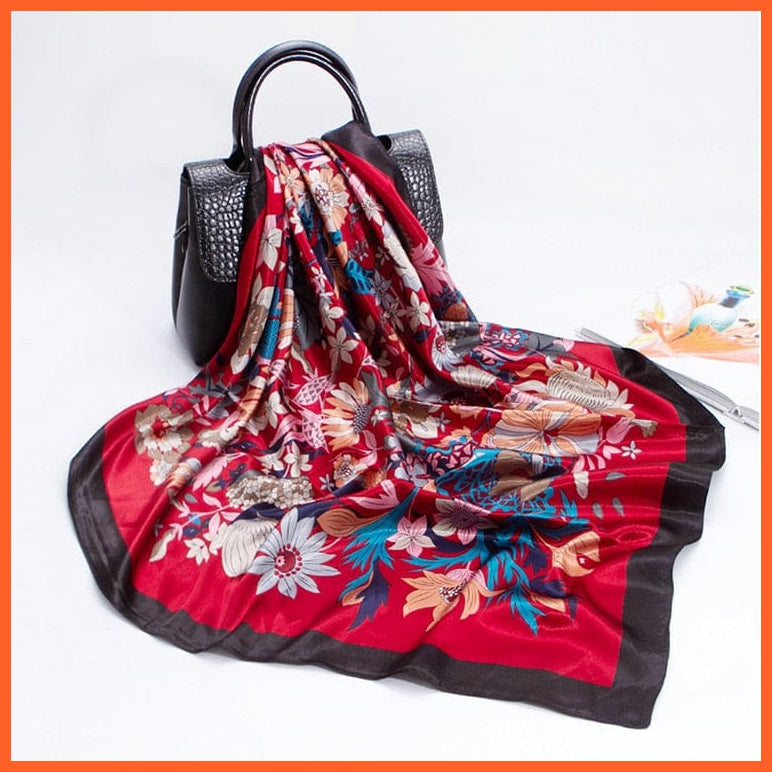 whatagift.com.au Women Scarf 6 Fashion Silk Satin Women Hair Floral Print Handkerchief Shawls Wraps Hijab Scarf