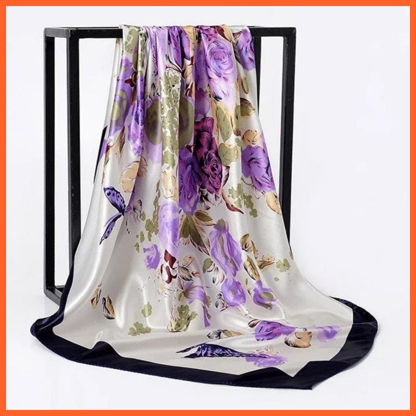 whatagift.com.au Women Scarf 62 / 90cmX90cm Copy of Silk Scarf Women Print Hair Neck Square Shawl Bandanna Hijab Handkerchief