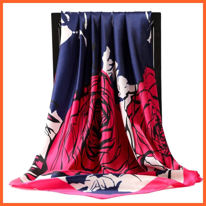 whatagift.com.au Women Scarf 63 / 90cmX90cm Copy of Silk Scarf Women Print Hair Neck Square Shawl Bandanna Hijab Handkerchief