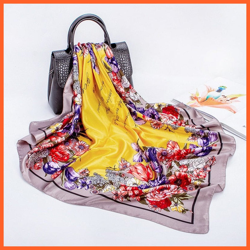 whatagift.com.au Women Scarf Fashion Silk Satin Women Hair Floral Print Handkerchief Shawls Wraps Hijab Scarf