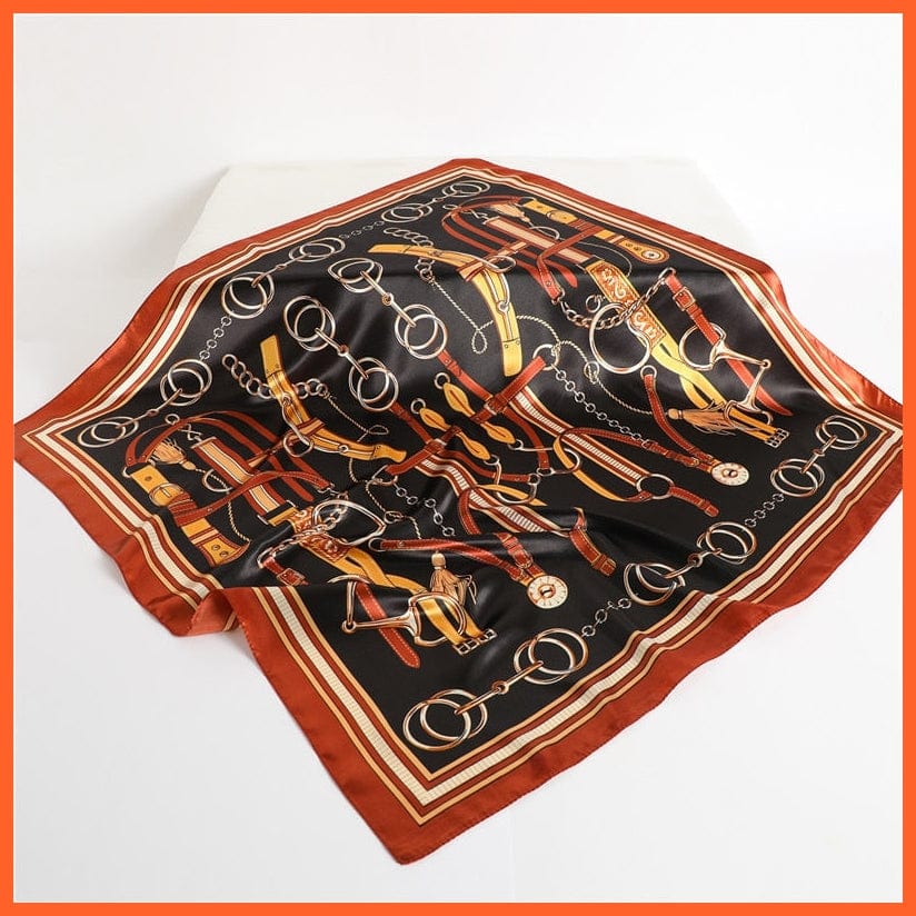 whatagift.com.au Women Scarf FT182-2 / 90x90cm Silk Satin Scarf Square Women Neckerchief Shawl Wraps Printed Hijab Elegant Bandana