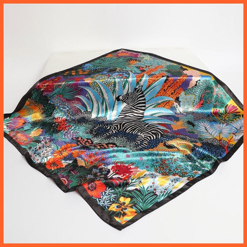 whatagift.com.au Women Scarf FT191-1 / 90x90cm Silk Satin Scarf Square Women Neckerchief Shawl Wraps Printed Hijab Elegant Bandana